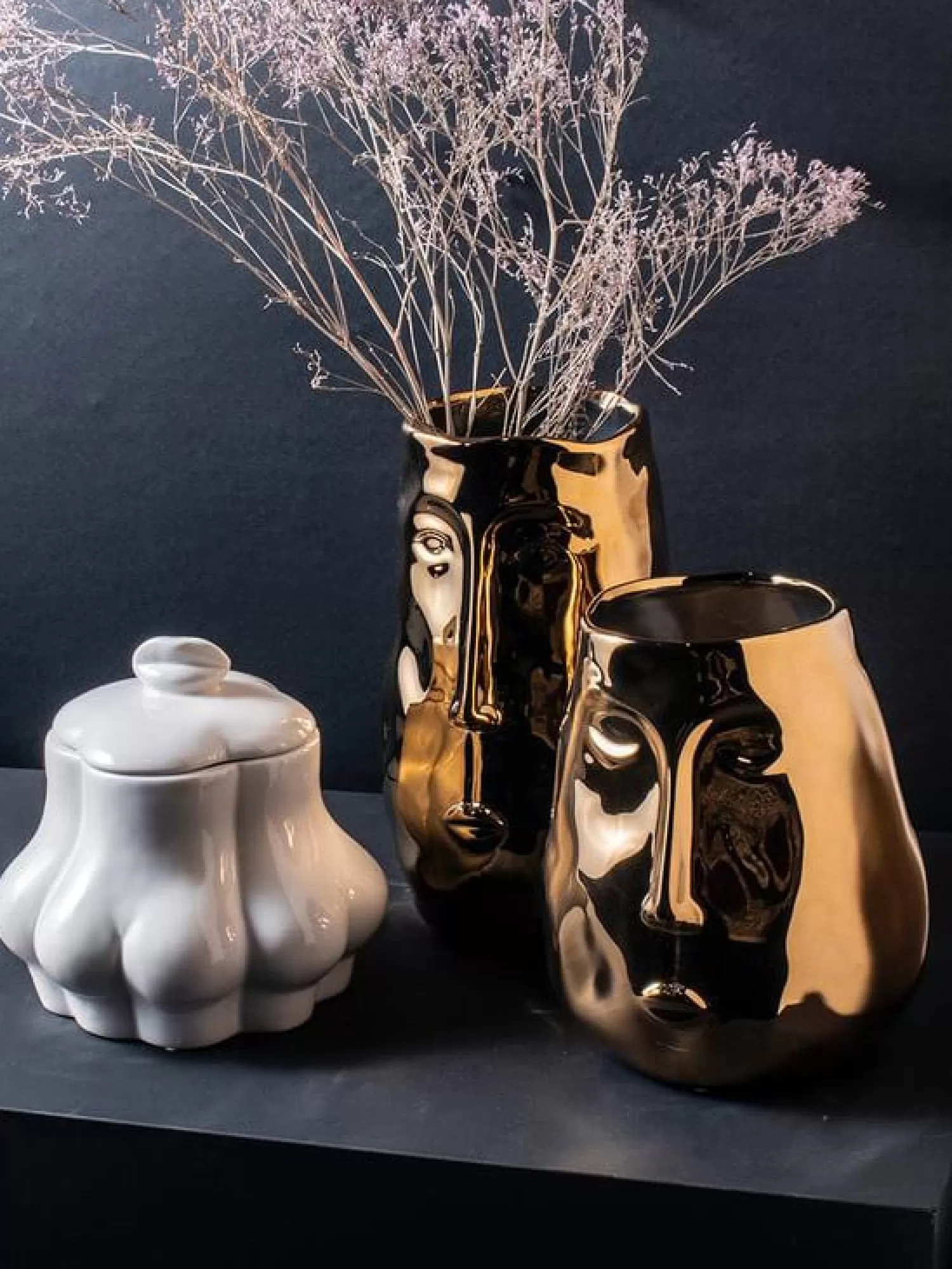 Gusta Vase Dore Avec Visage Gold Sale
